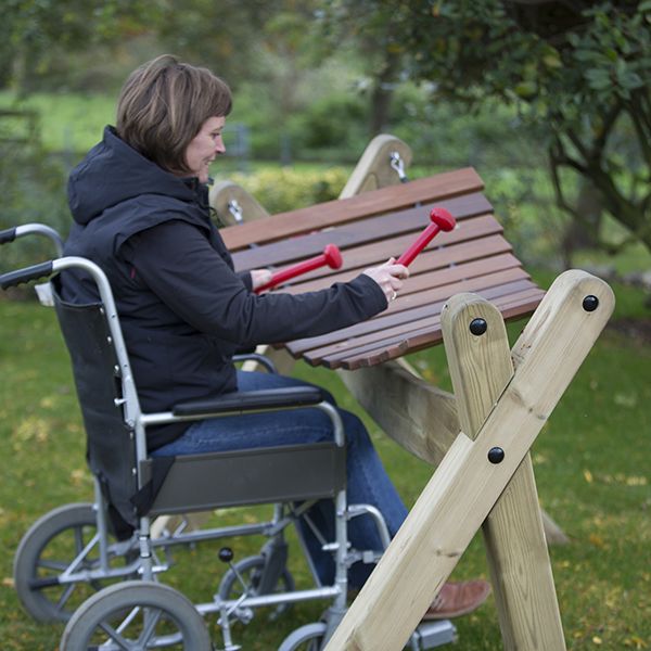 Lady in Wheelchair Playing Outdoor Akadinda 