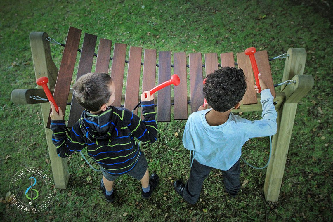 Aerial View of Two Boys Playing Outdoor Akadinda